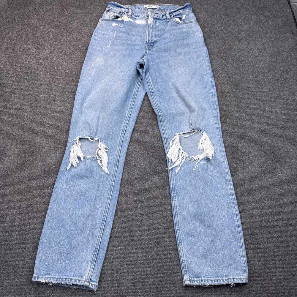 Abercrombie & Fitch 90s Straight Ultra High Rise Jeans Womens Size 6 Reg Ripped